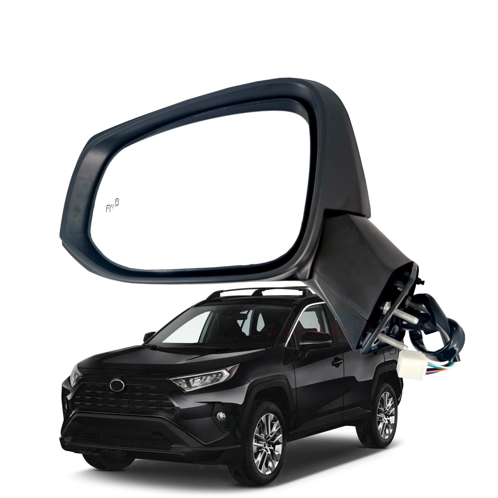 Black Left Driver Side Mirror Replacement For Toyota Rav4 2019-2023 Power Gla…