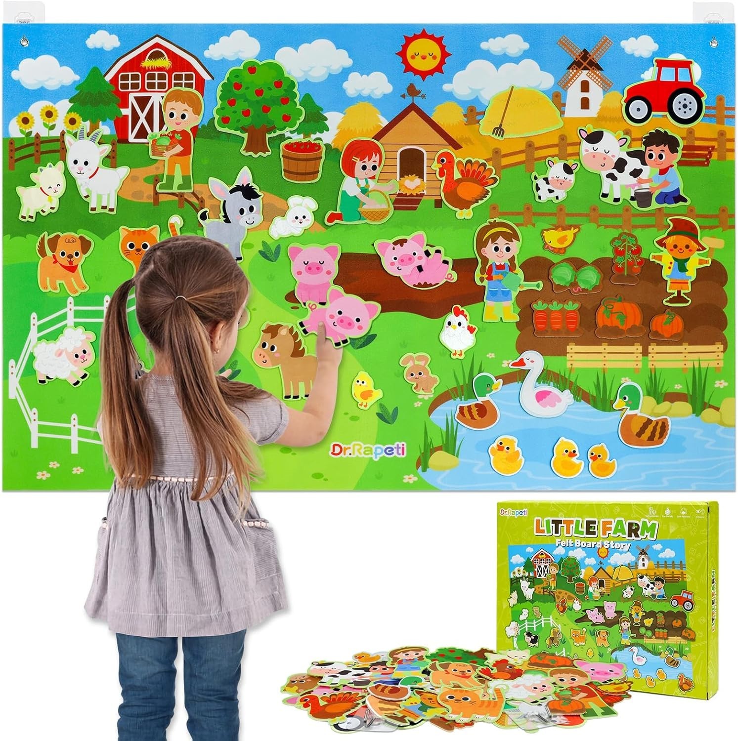 Farm Animals Felt Story Board Set 41PCS Preschool Farmhouse Barnyard Theme Bu…