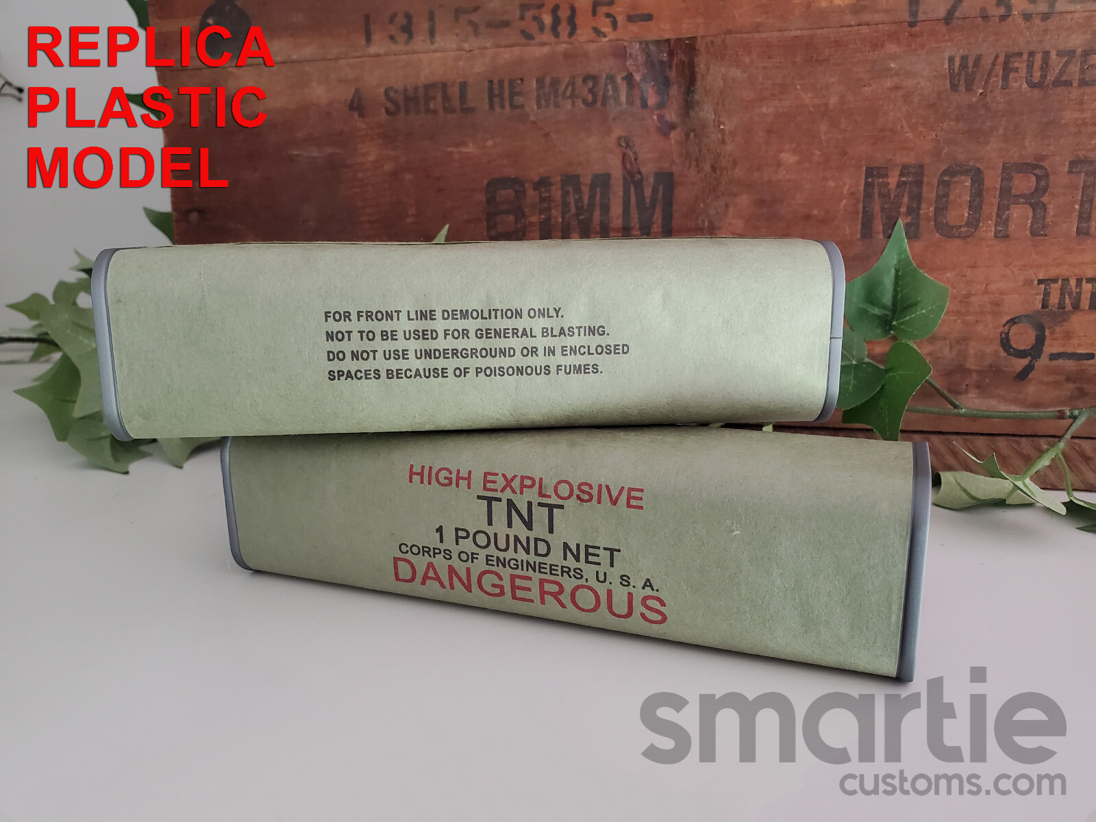 2 – DUMMY TNT 1 lb Block Army Corps Engineers – Accurate Size Plastic Replica
