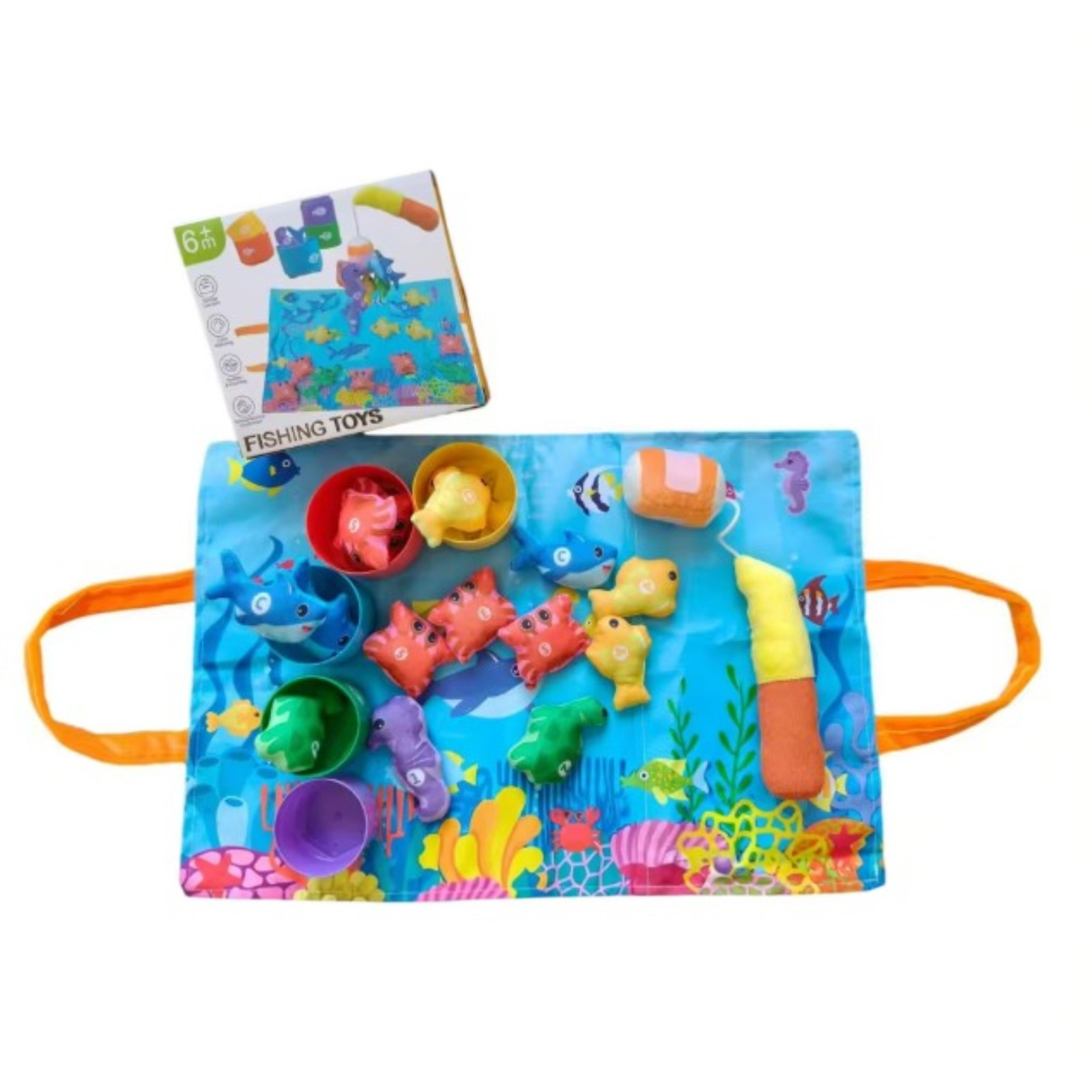 Cloth Fishing Game Color Sorting Counting Learning Toy for Toddlers B