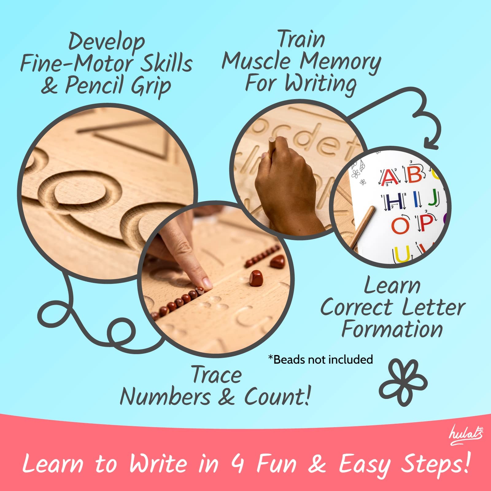 Learn to Write – Number & Letter Tracing Boards for Kids Ages 3-5 – Wooden Al…