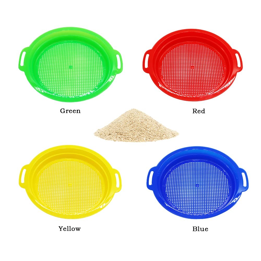 OJYUDD 4 Pack Sand Sifter Sieves for Adults, Plastic Small, Multi – Colored