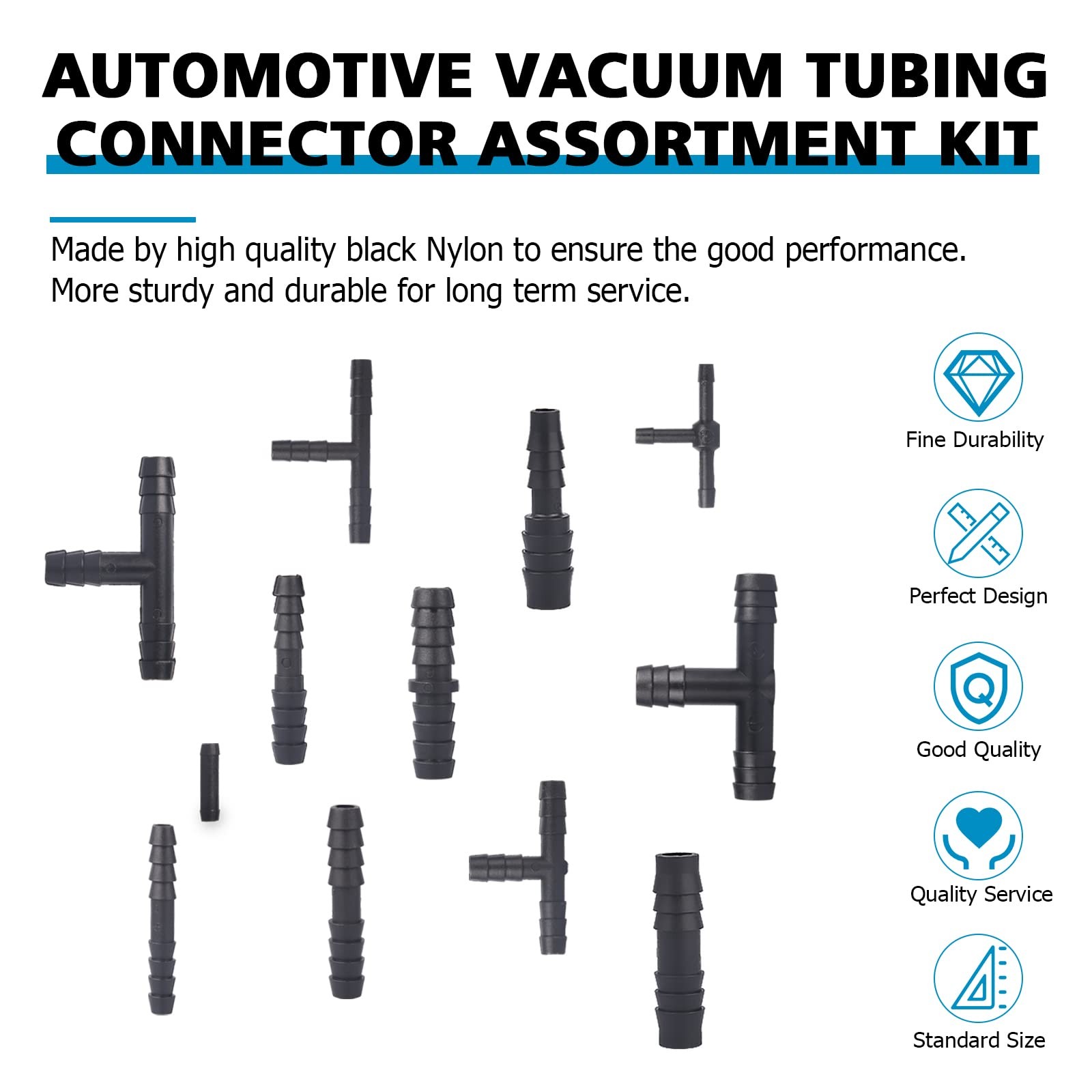 115Pcs Universal Vacuum Line Fittings Kit – 12 Size Hose Connectors Assortment