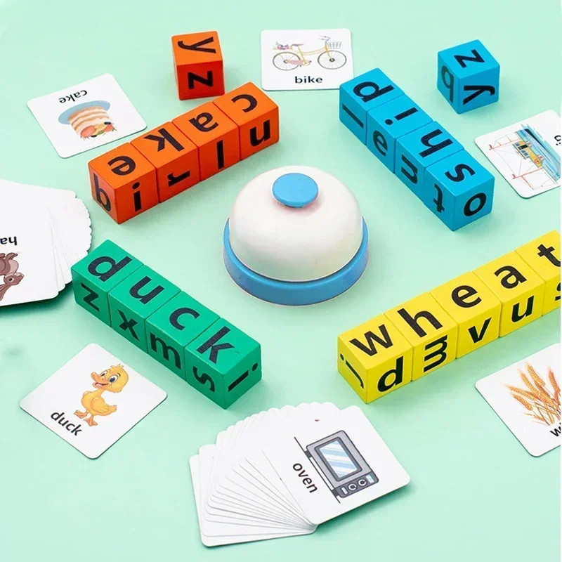 Wooden Word Spelling Game,Alphabet Learning Toy for Preschool Boys and