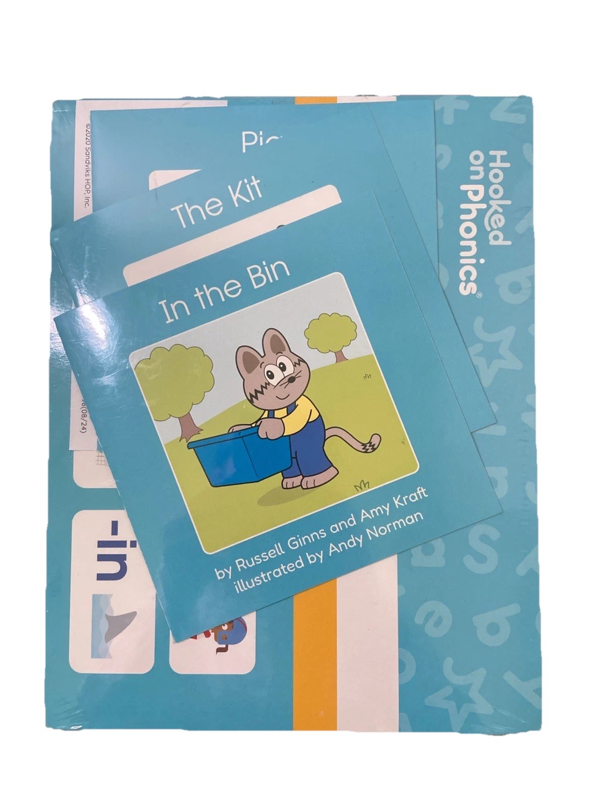 Hooked on Phonics Sealed Practice Pack Book Set (The Kit, In the Bin, Tag, Cat)