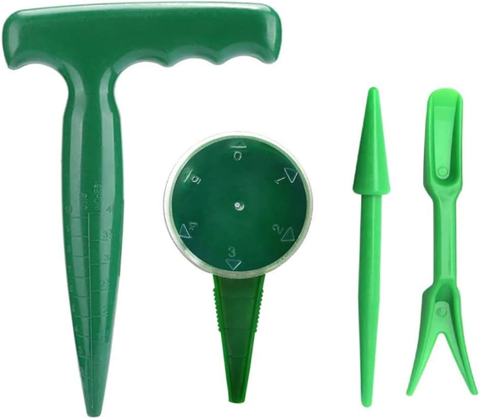 4 Pack Adjustable Hand Hold Sowing Seeds Dispenser, Seedlings Dibber and Widger