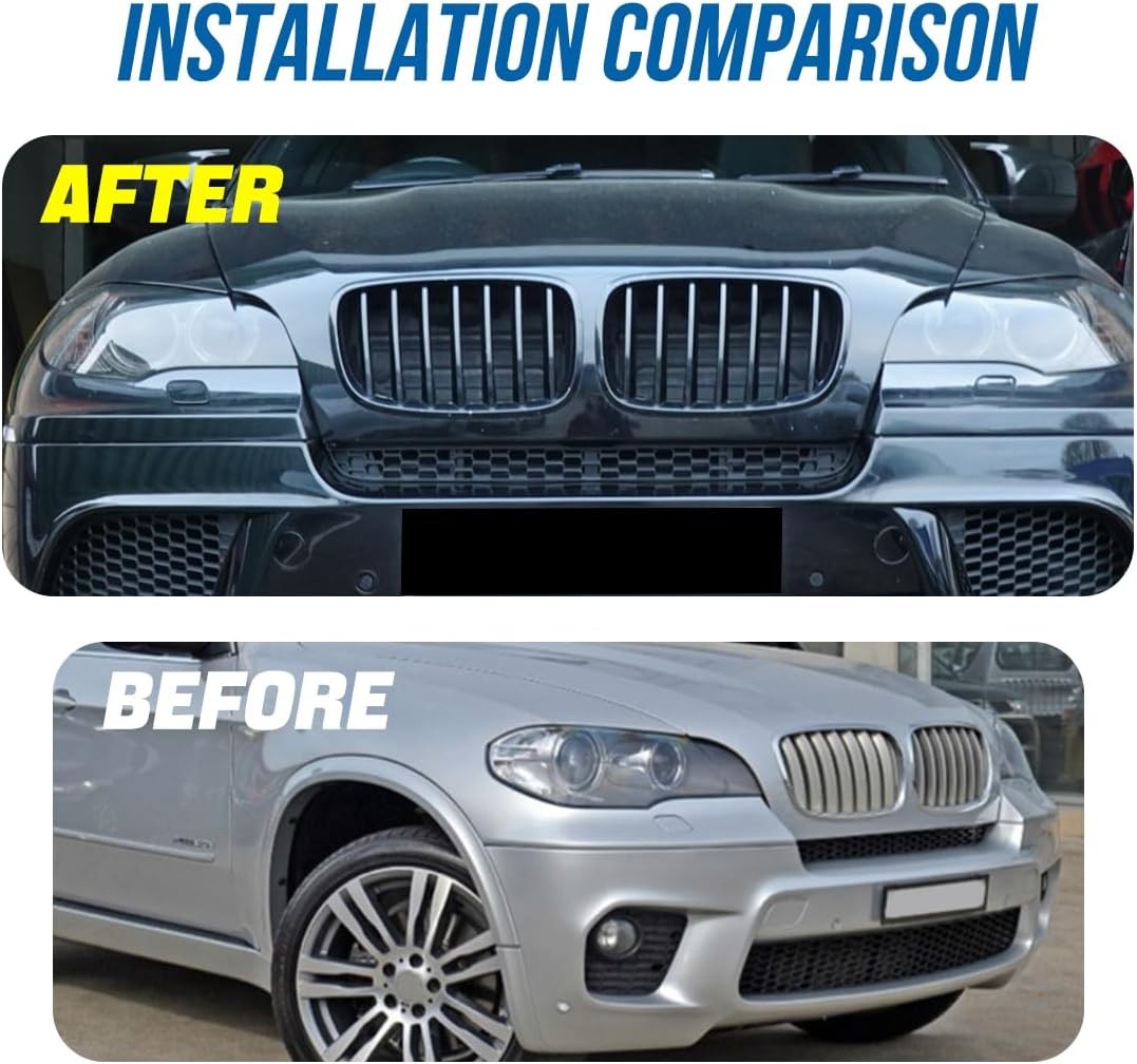 Front Grill Grille Compatible with 2007-2013 BMW X5 E70 2008-2014 BMW X6 E71,…
