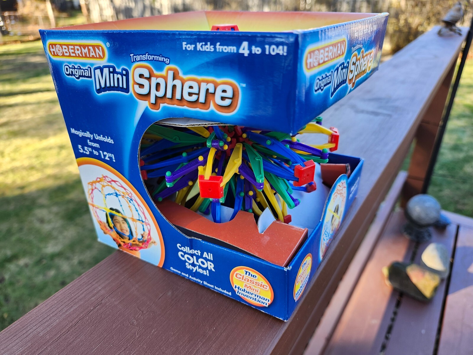 Mini Hoberman Sphere – Rainbow Expanding Toy Ball Multicolor 5.5-12” NIB