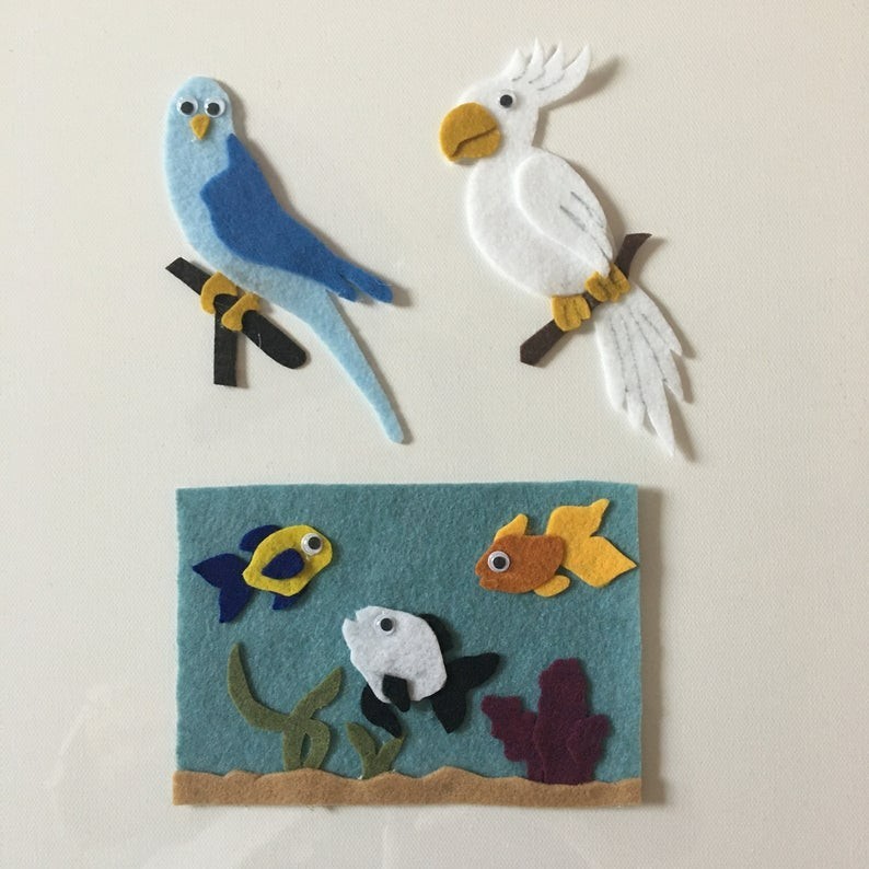 Perfect Pets -Fish-Repitles- Dogs-Cats Sample Set for Felt /Flannel Board Play