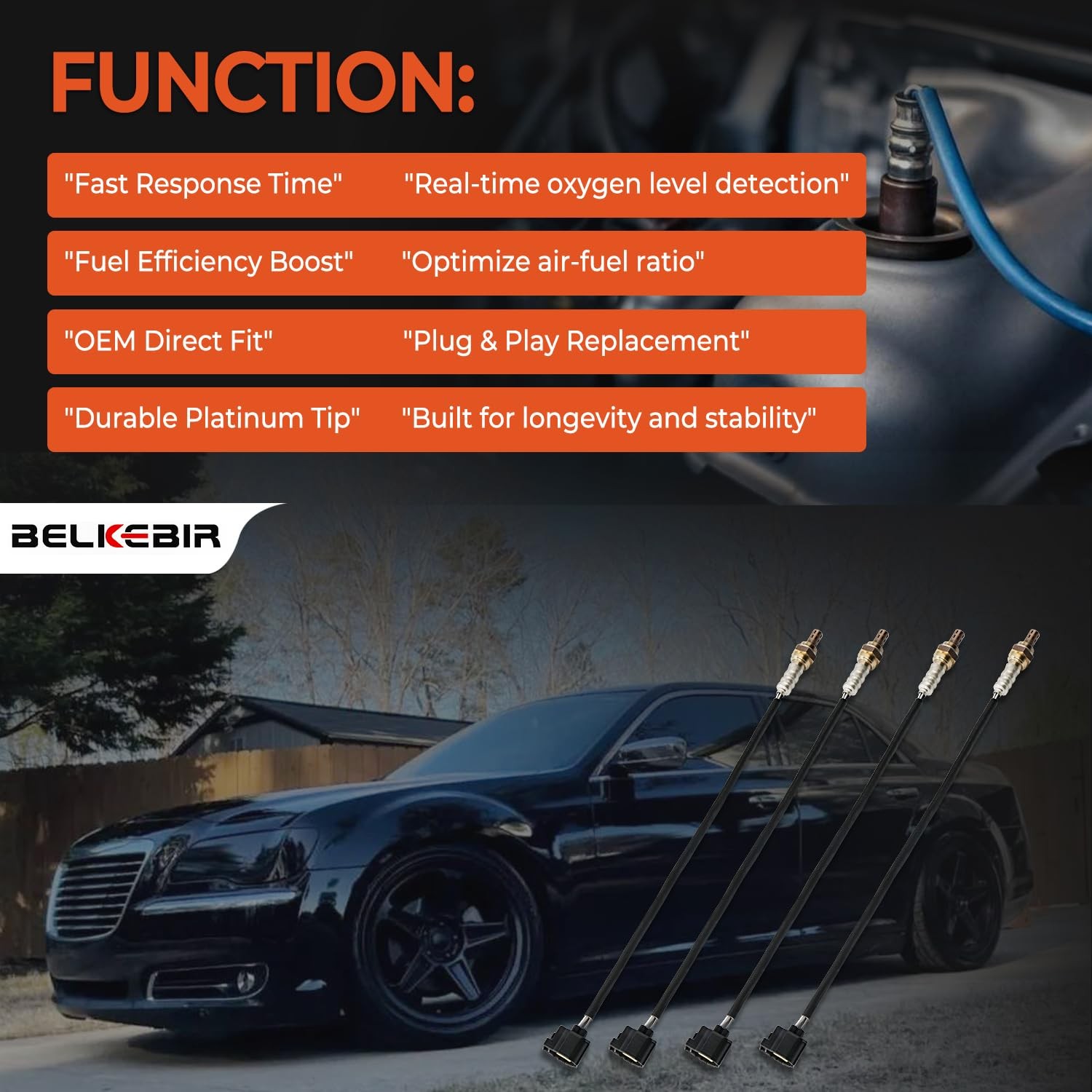 4Pcs Oxygen Sensor Upstream Downstream O2 Sensor Compatible Chrysler Jeep Dodge