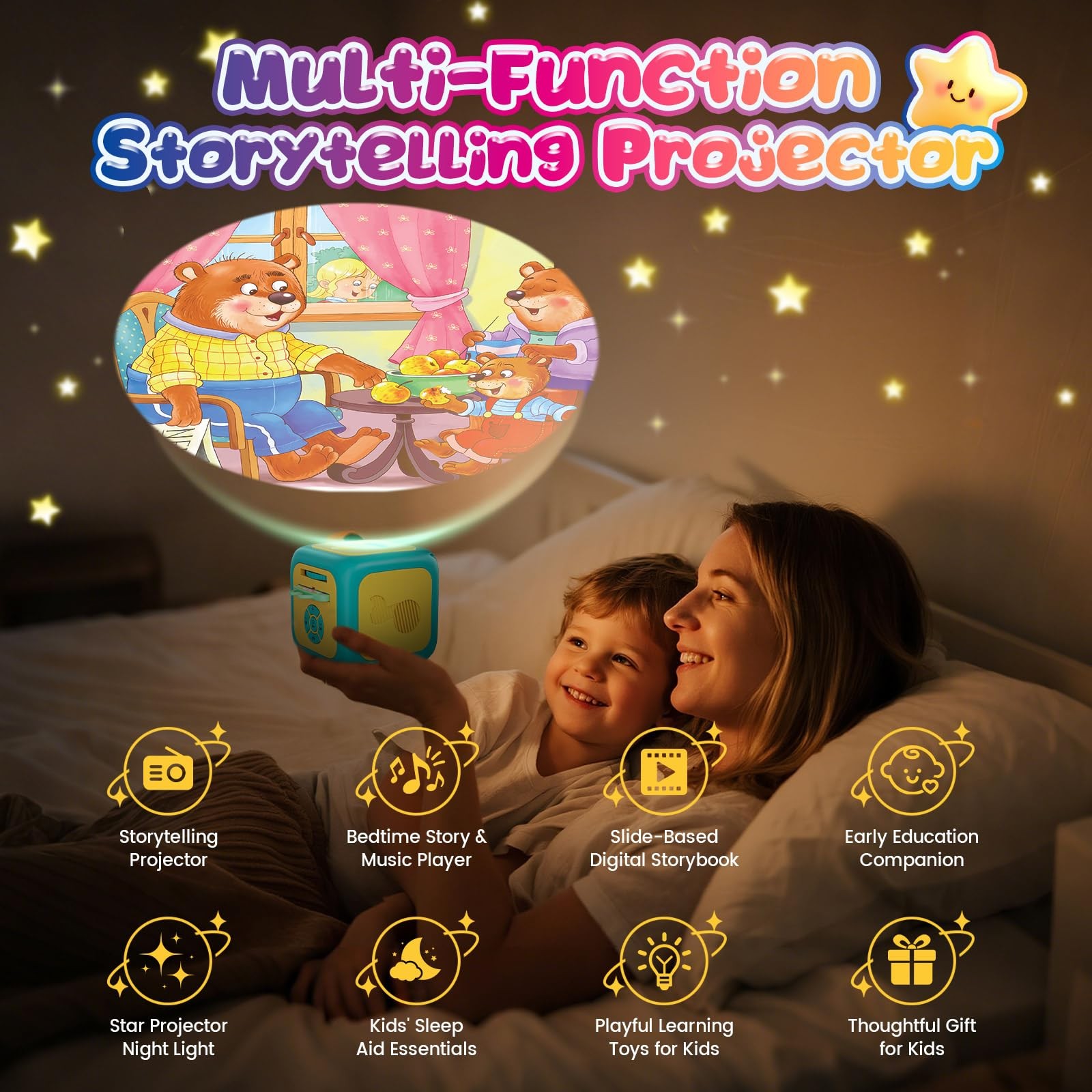 Vmiya Kids Story Projector for Toddlers, Dream Machine Small, Yellow