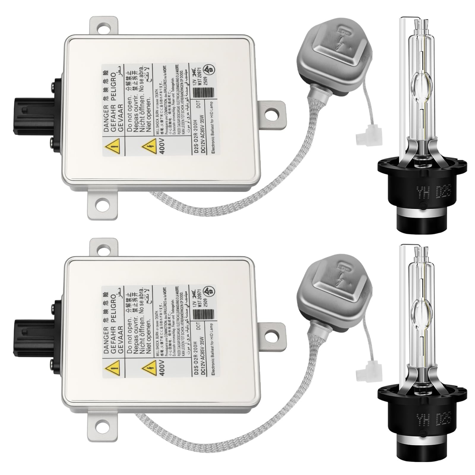 2 Packs W3T19371 HID Headlight Ballast with Igniter & D2S Bulb for 2 SETS