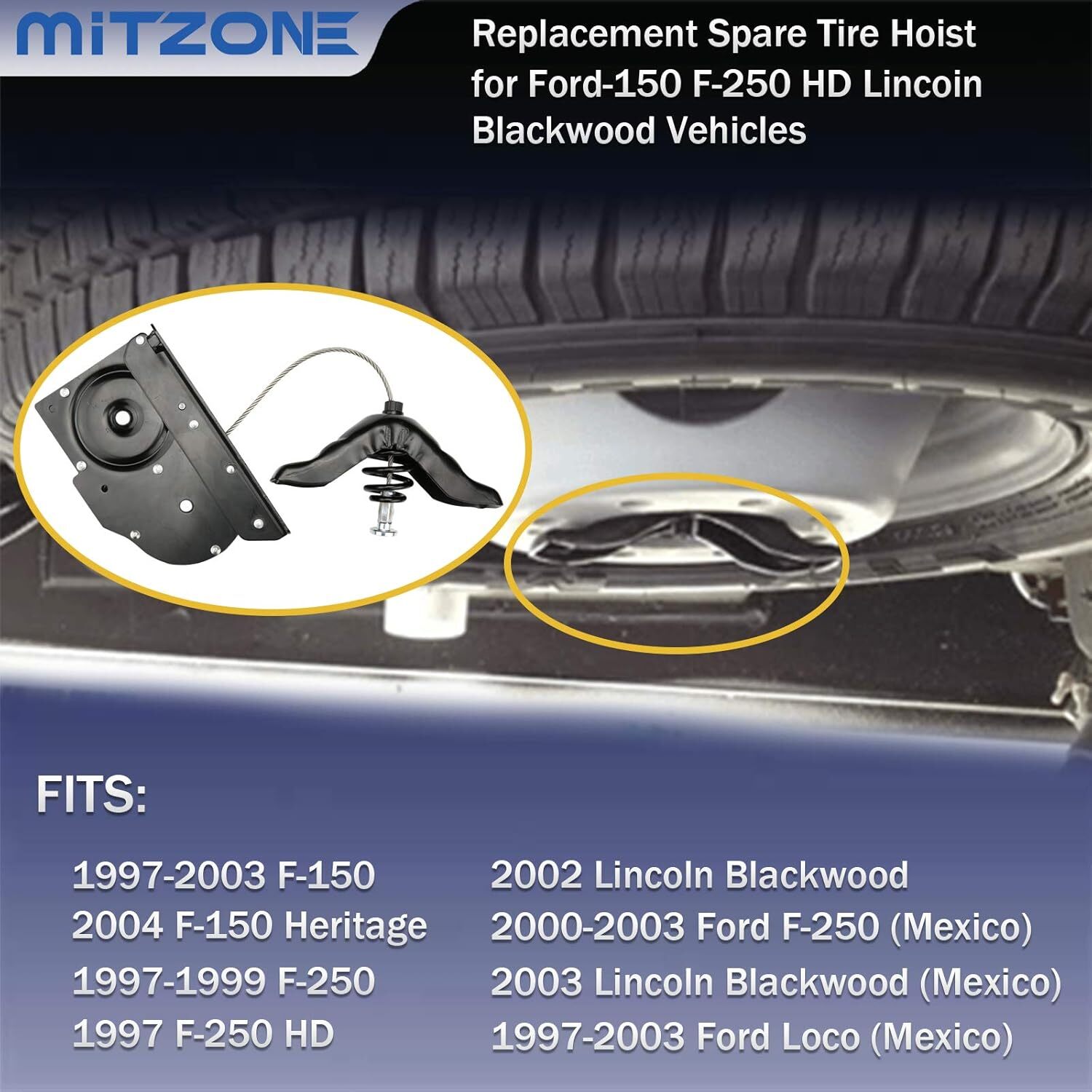 Spare Tire Hoist Spare Tire Winch Carrier Compatible with 1997-2003 Ford F-150