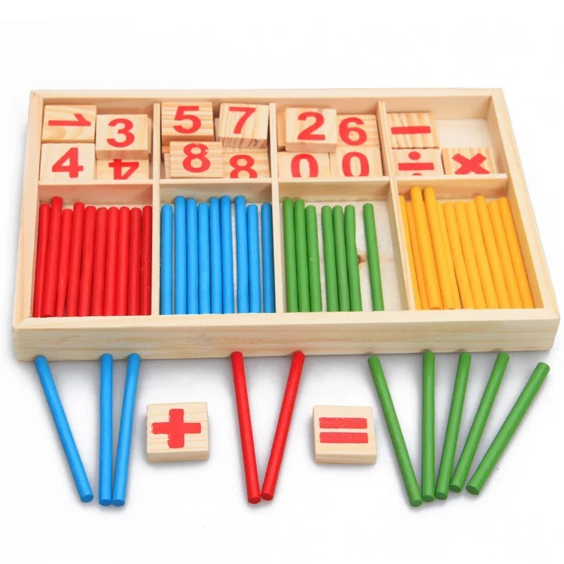 Kids Montessori Educational Wooden Math Toys Children Busy Board Count Shape