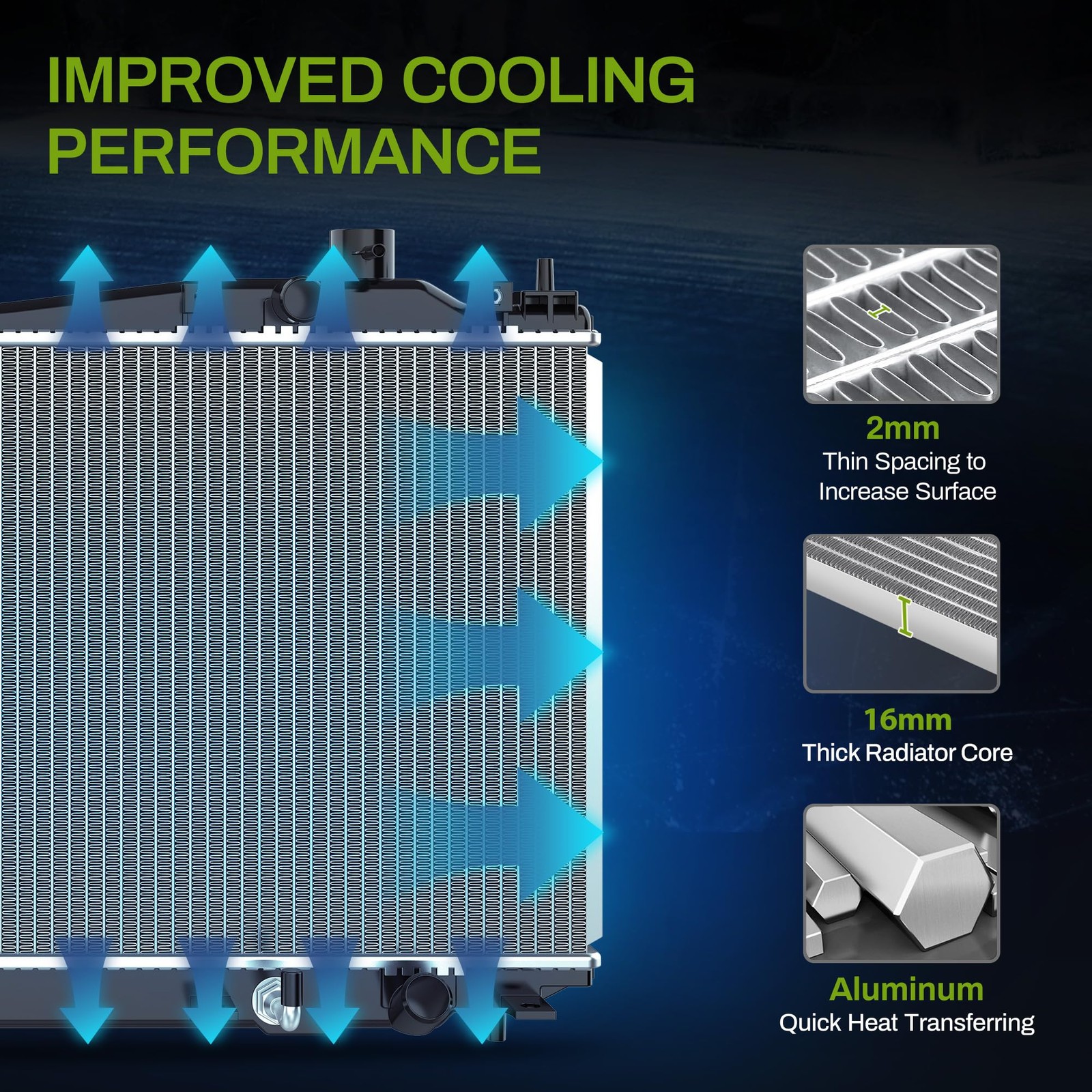 AUTOSAVER88 Radiator Compatible with Civic Aluminum ENG Silver
