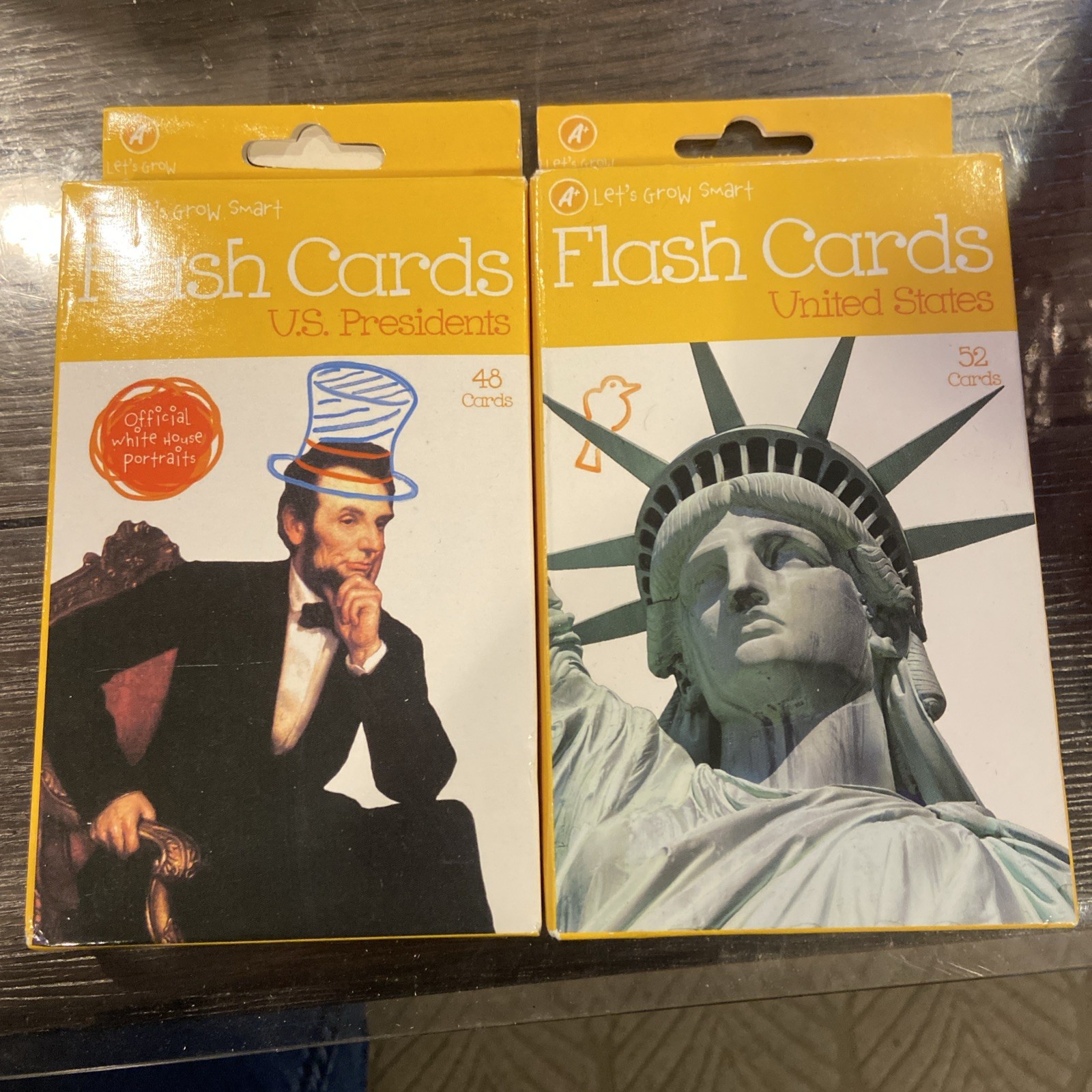 2 Sets Let’s Grow Smart Flash Cards 2013 US States And US Presidents Brand New