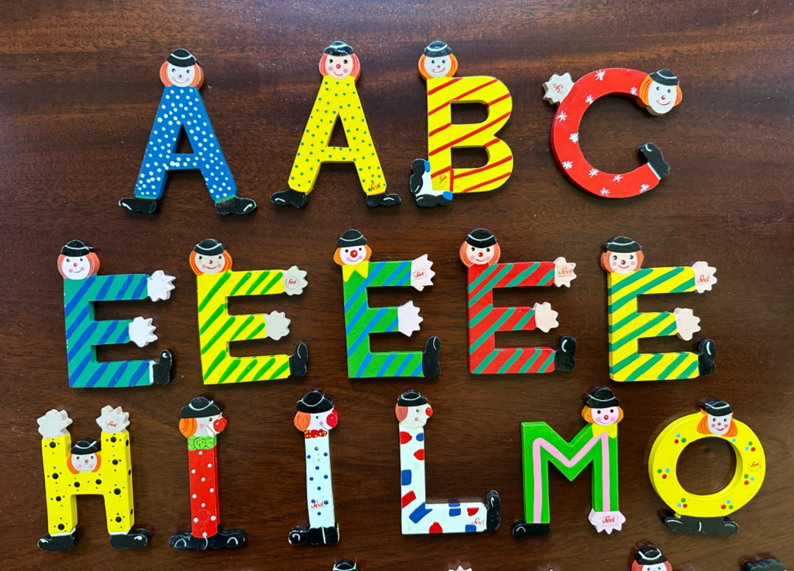 NEW Vintage 1990 Sevi Hand Painted Alphabet Letters Painted Wood