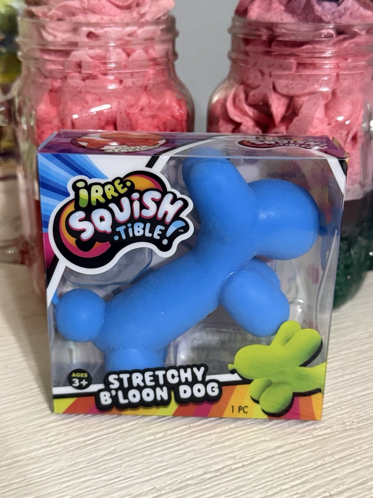 JA-RU Stretchy Balloon Dog Toy Irresistible Squish Super Stress Relief BLUE New