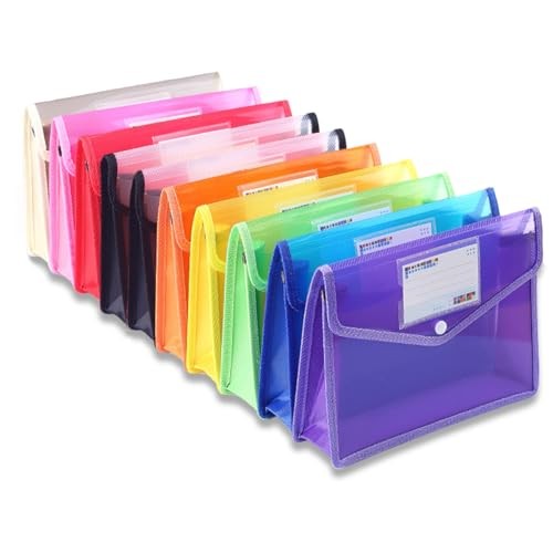 Plastic File Folder A4 Size Expandable Poly Envelopes Horizontal,10 Pack