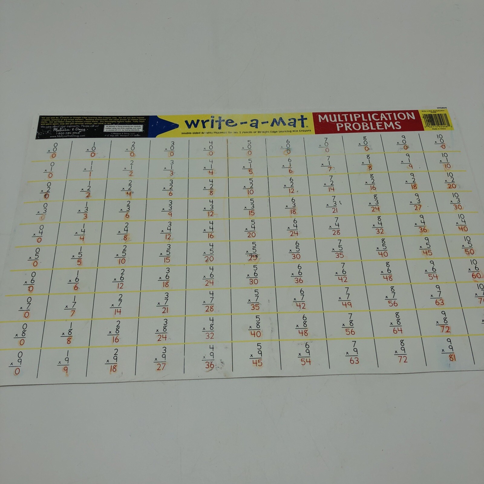 Melissa & Doug Multiplication Problems Write-A-Mat