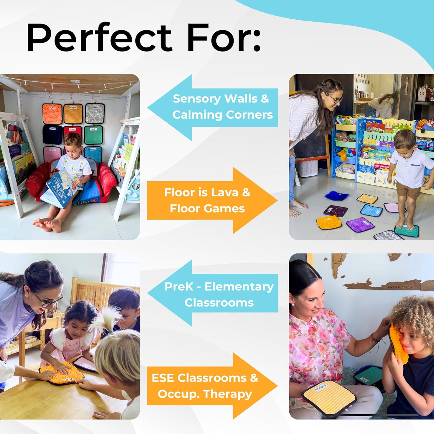 9 Labeled Sensory Mats W/Lesson Plans | Sensory Toys for Kids with Autism | Mats