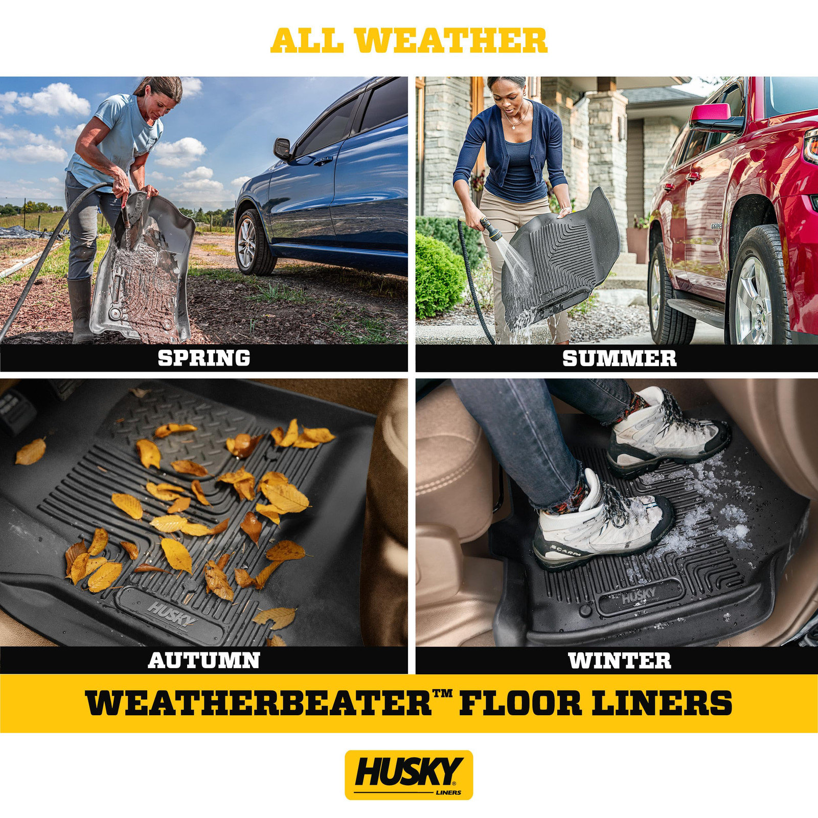 Husky Weatherbeater Floor Mats for 2009-2014 Ford F150 SuperCab Black