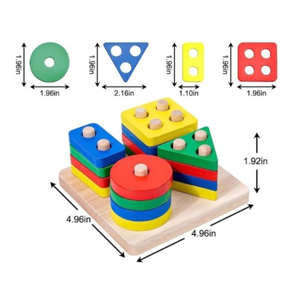 Multi-Color Wooden Puzzle for Kids Educational Montessori Toy Age 1-3 Cognitive