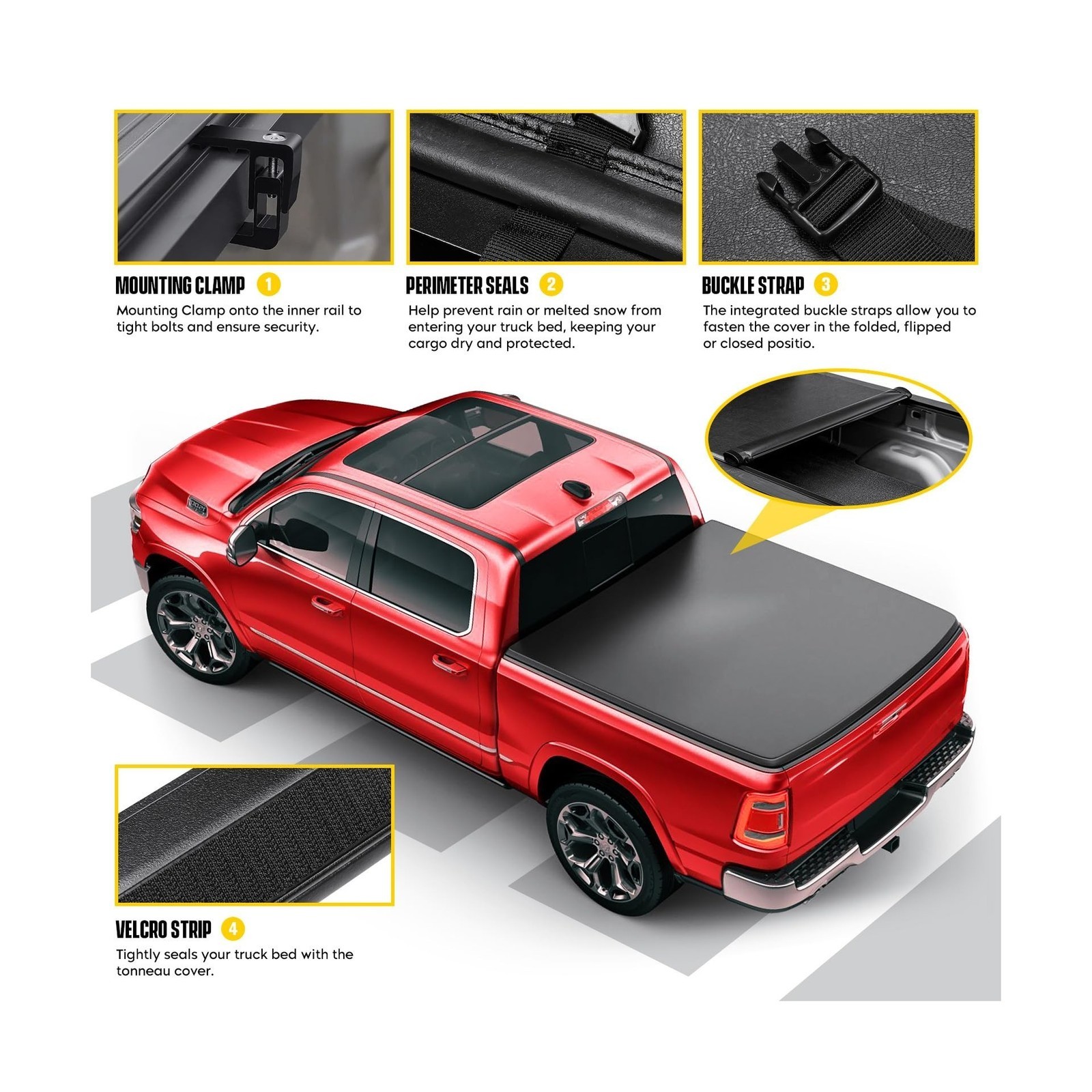 Soft Roll Up Tonneau Cover – Fit Chevy/GMC 2500/3500HD 20-25 – 6.9ft Bed