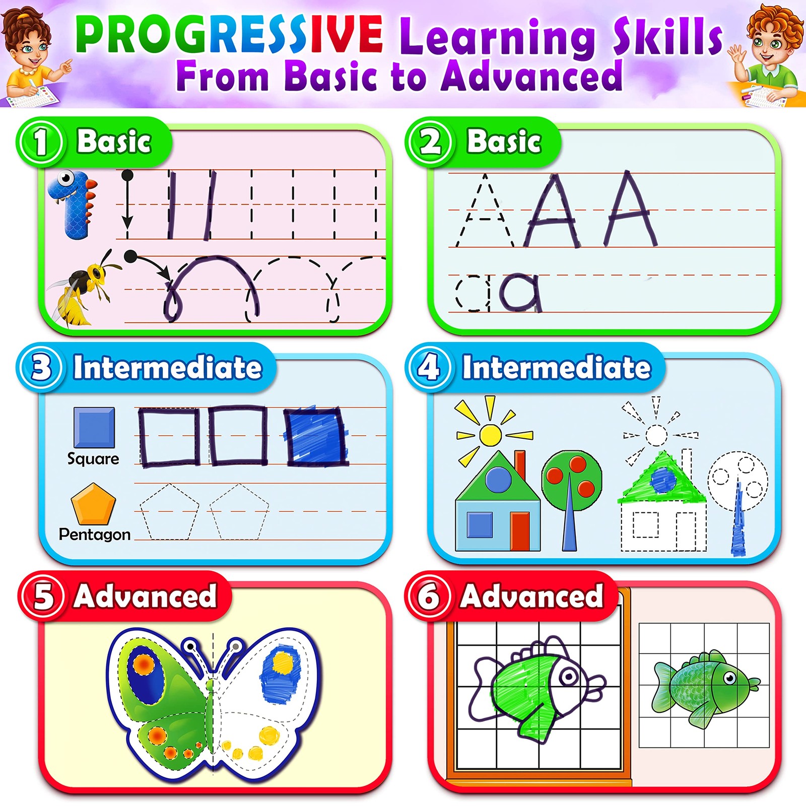 Hardcover Preschool Activity Workbook for Ages 3–5 – 32 Montessori Learning A…