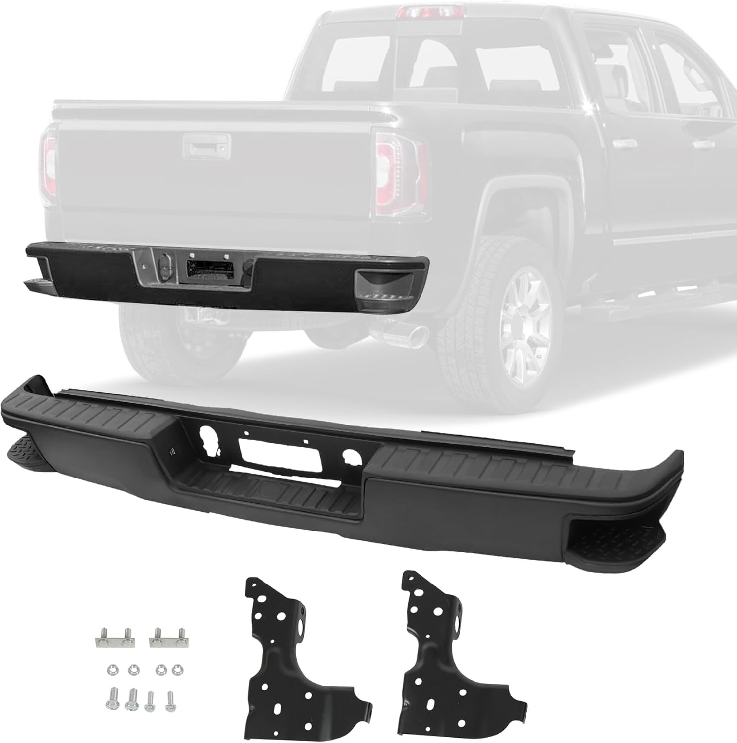 14-18 Chevy Silverado GMC Sierra 1500 Rear Step Bumper Assembly Black Steel w/o