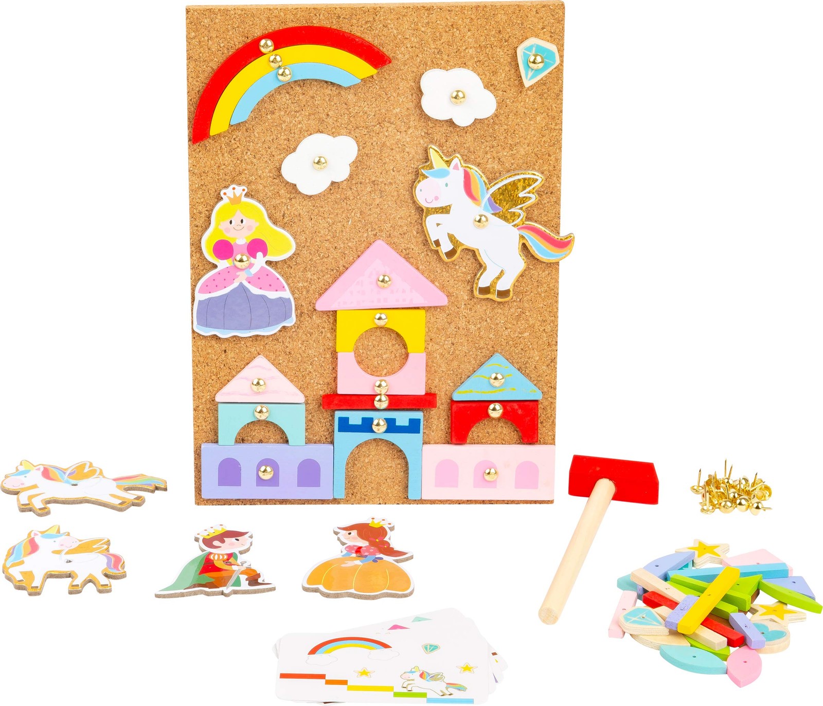 Small Foot Hämmerchenspiel Holz Kork, mit Motiven Zum Thema Einhorn und Prinzess