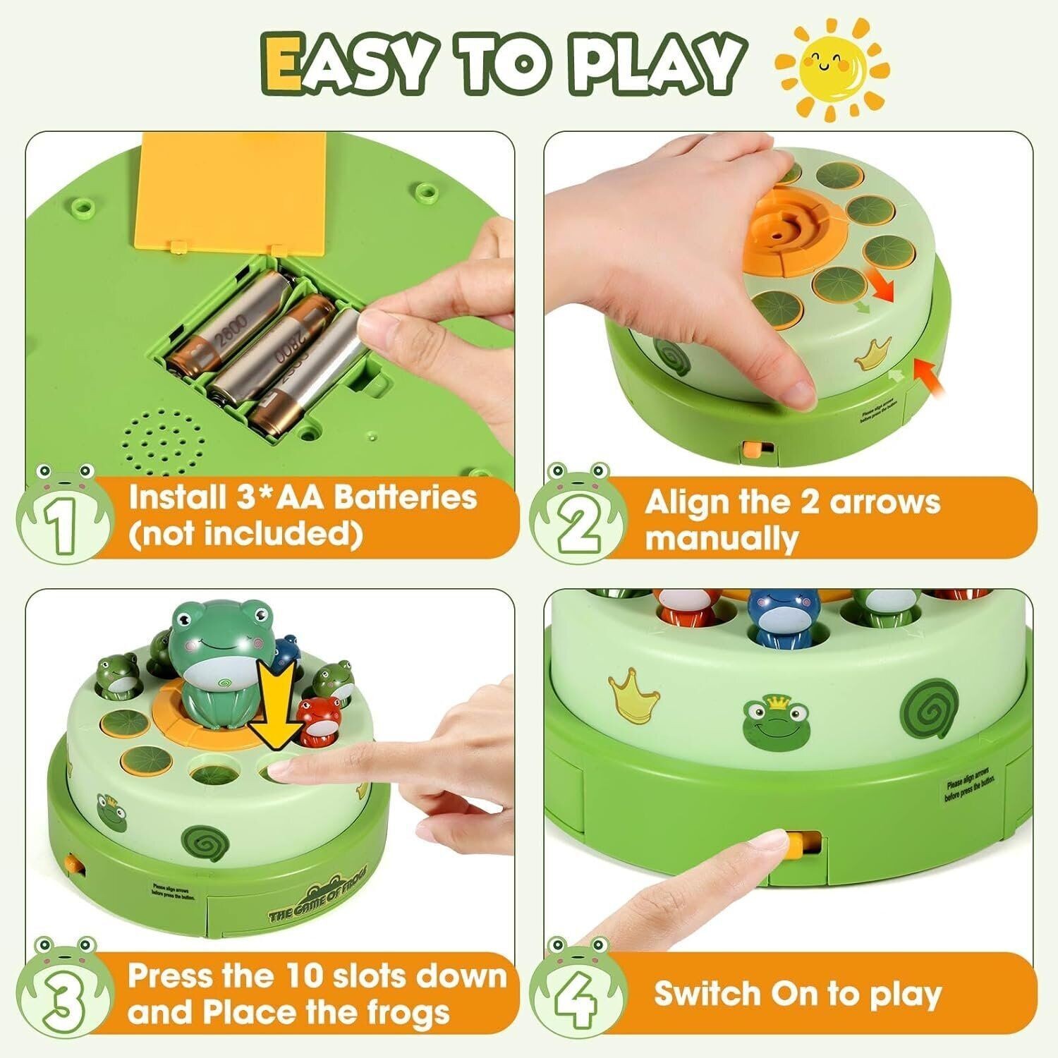 Boys Girls Frog Pop Out Catch Toys for Ages 3-13, Music Rotate Launch