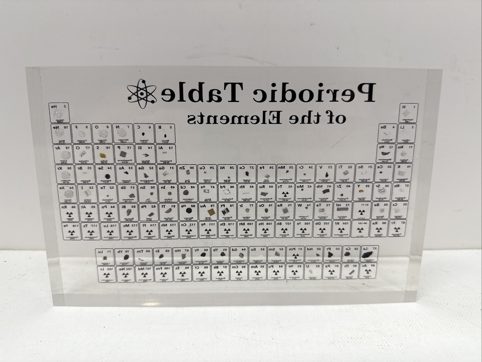 Periodic Table of Elements Embedded Elements Acrylic Display for Teaching 8”x5”