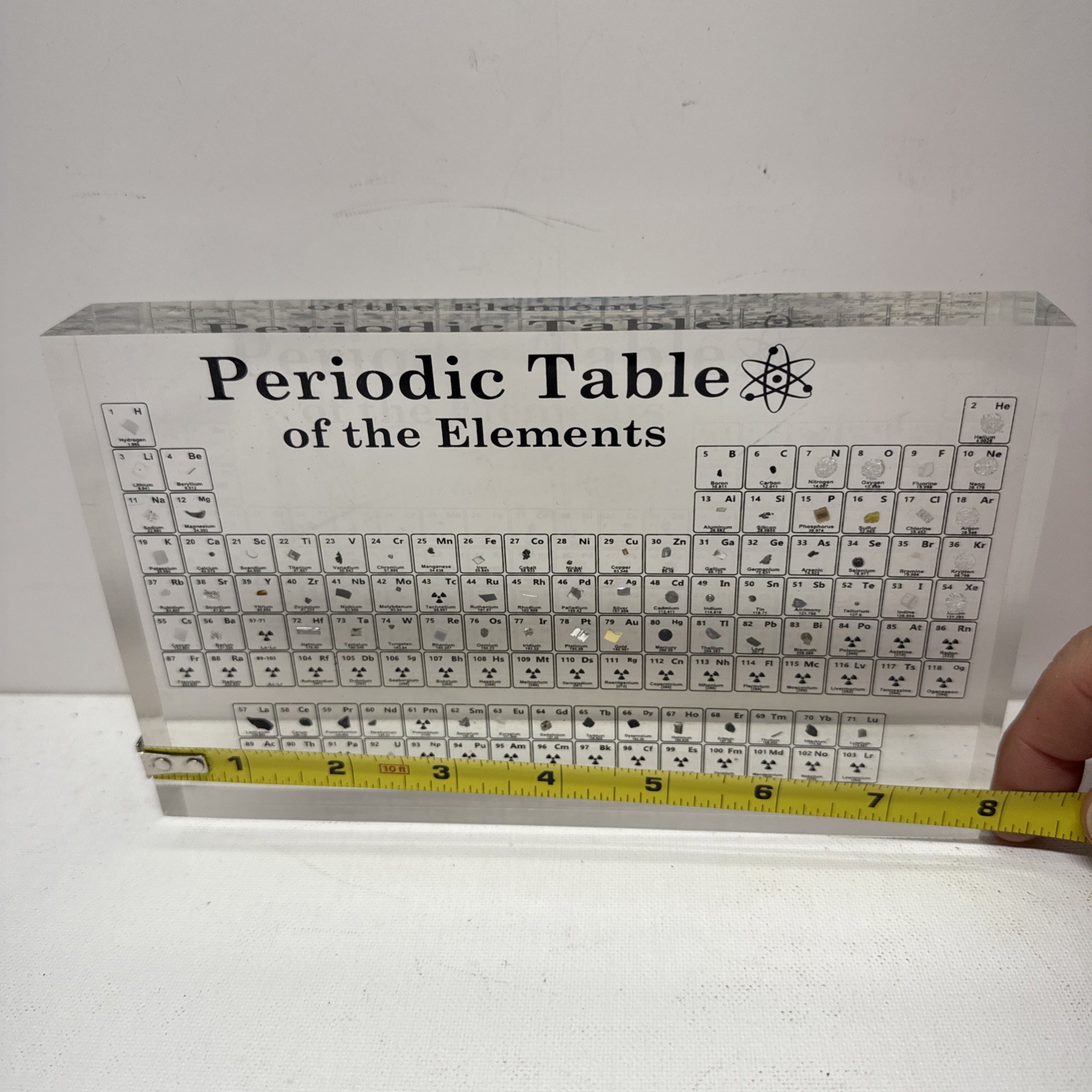 Periodic Table of Elements Embedded Elements Acrylic Display for Teaching 8”x5”