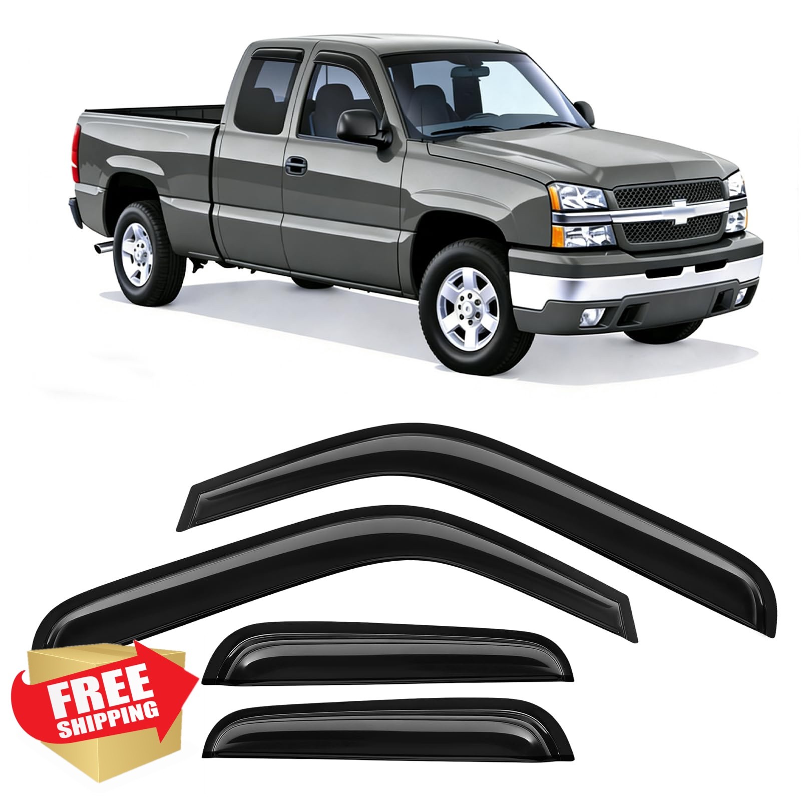 Rain Guards Fit for 1999-2006 Chevy Silverado/GMC Sierra 1500/2500/2500HD Ext…