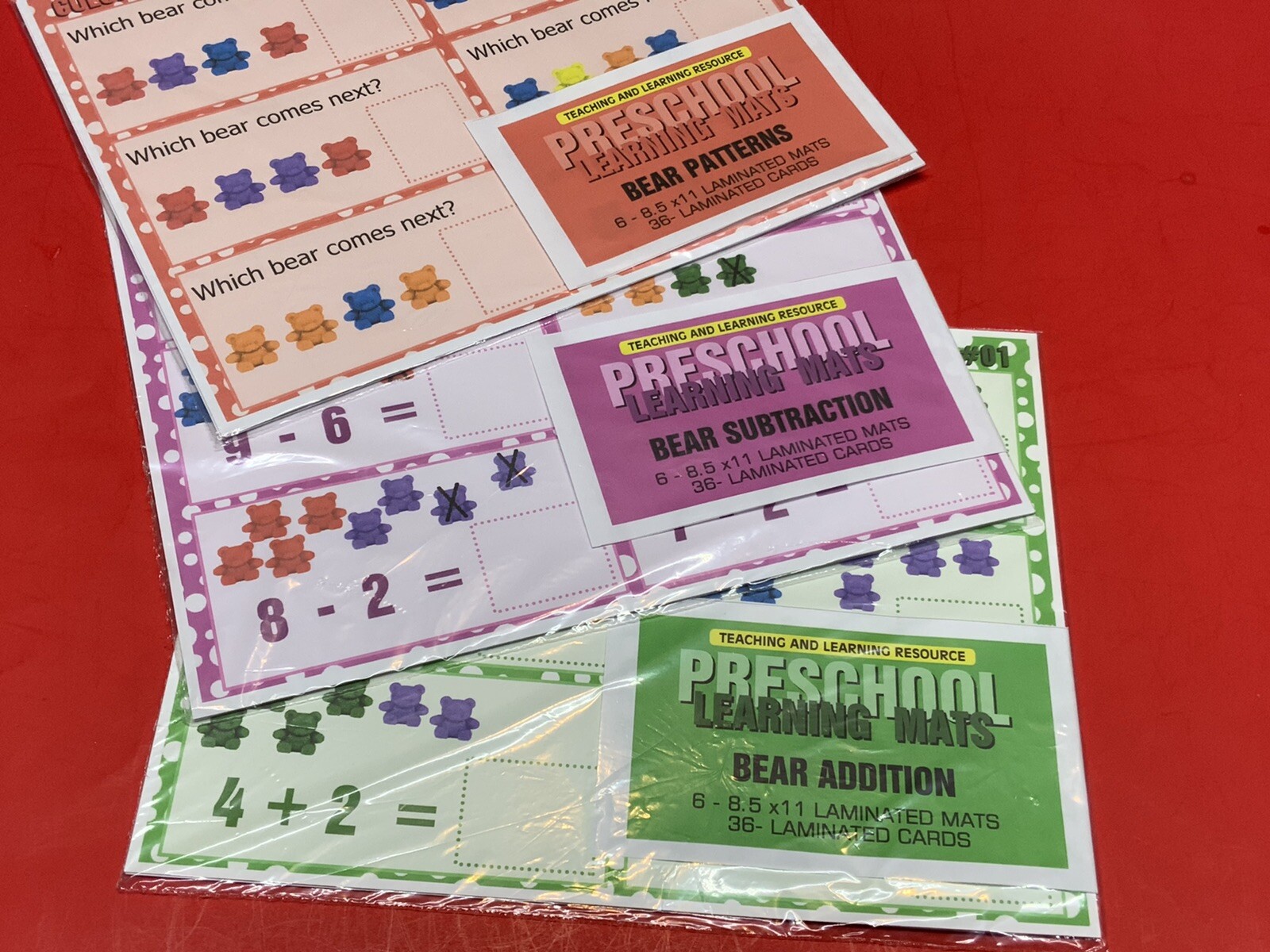 Bear counter Bundle – Set of 18 Learning Mats / Cards – Laminated Activity