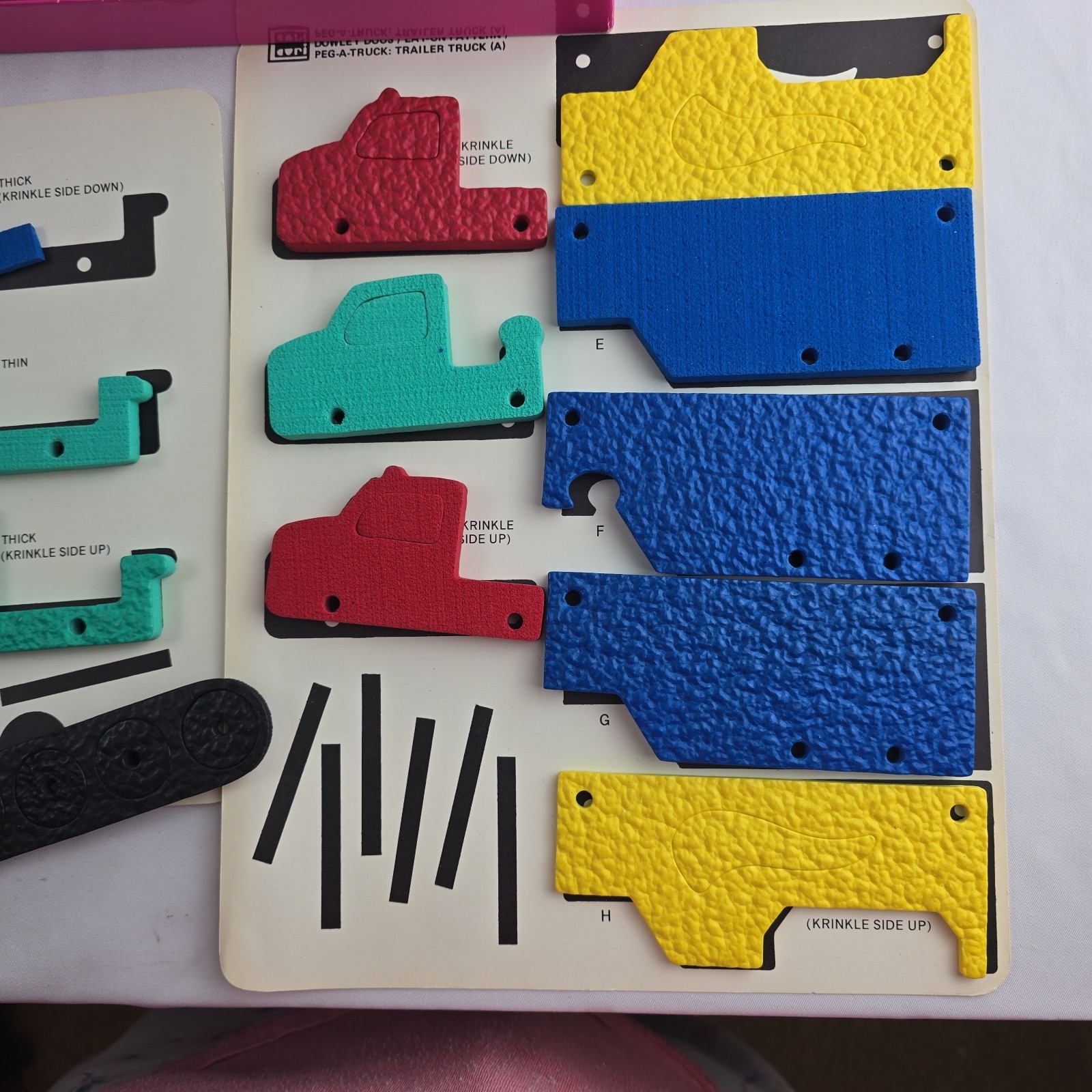 Vtg 70s Toy Lauri Peg-a-Car & Peg-a-Truck Vehicle Building 3D Puzzles Foam READ!