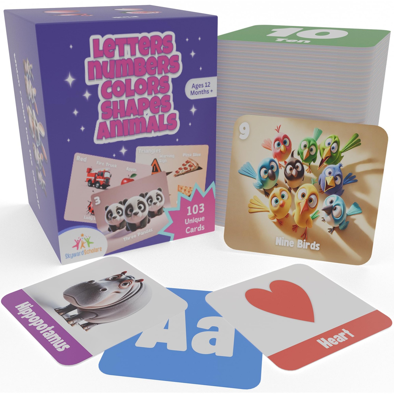 Toddler Flashcards Letters, Numbers, Colors, Shapes & Animals for Ages 1~3