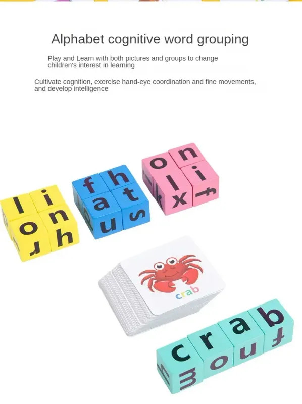 Wooden Word Spelling Game,Alphabet Learning Toy for Preschool Boys and