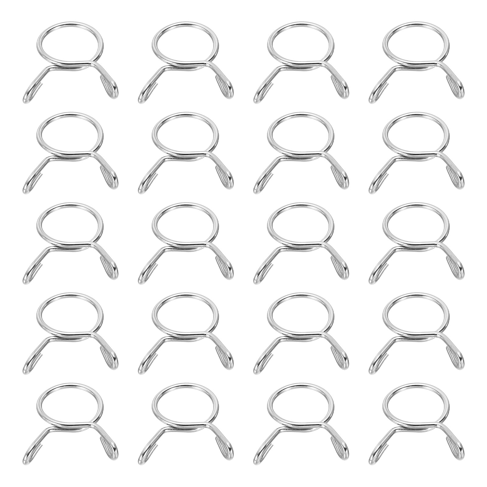 20Pcs 13mm ID 15mm OD Fuel Line Hose Clips Spring Clips Clamps Silver
