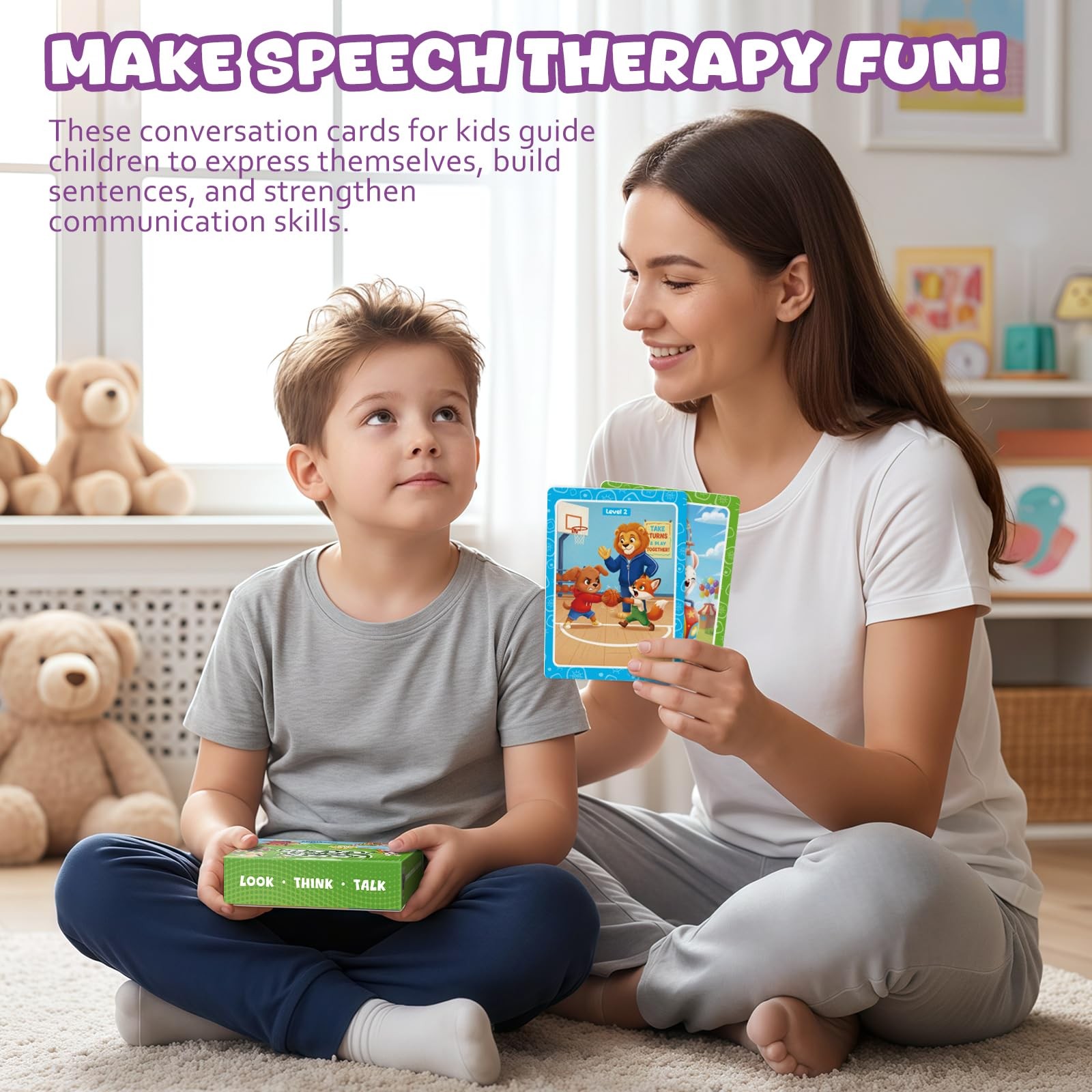 Conversation Cards, Look, Think, Talk. Kids Games for Speech Therapy Material…