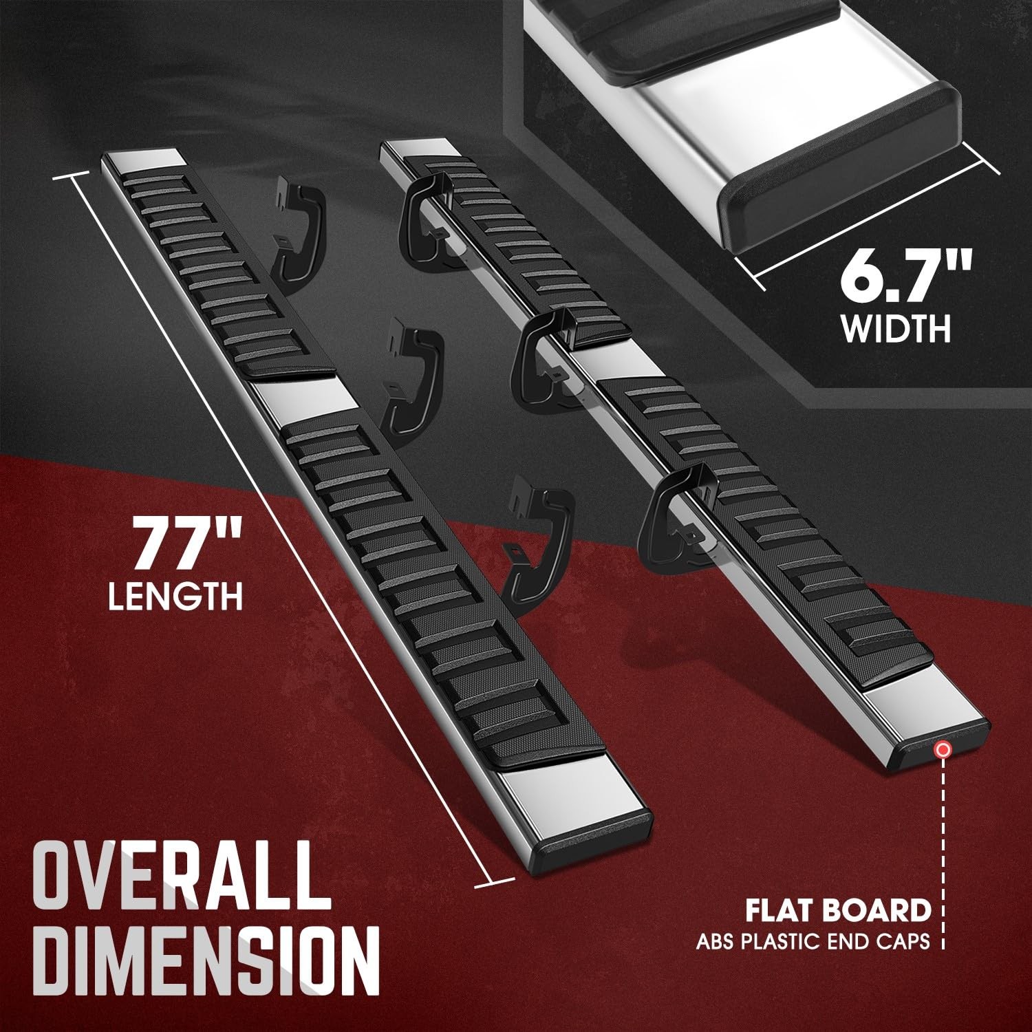 69 Inch Flat Running Boards Compatible 2007-2012 DNA Motoring Side Step Bars