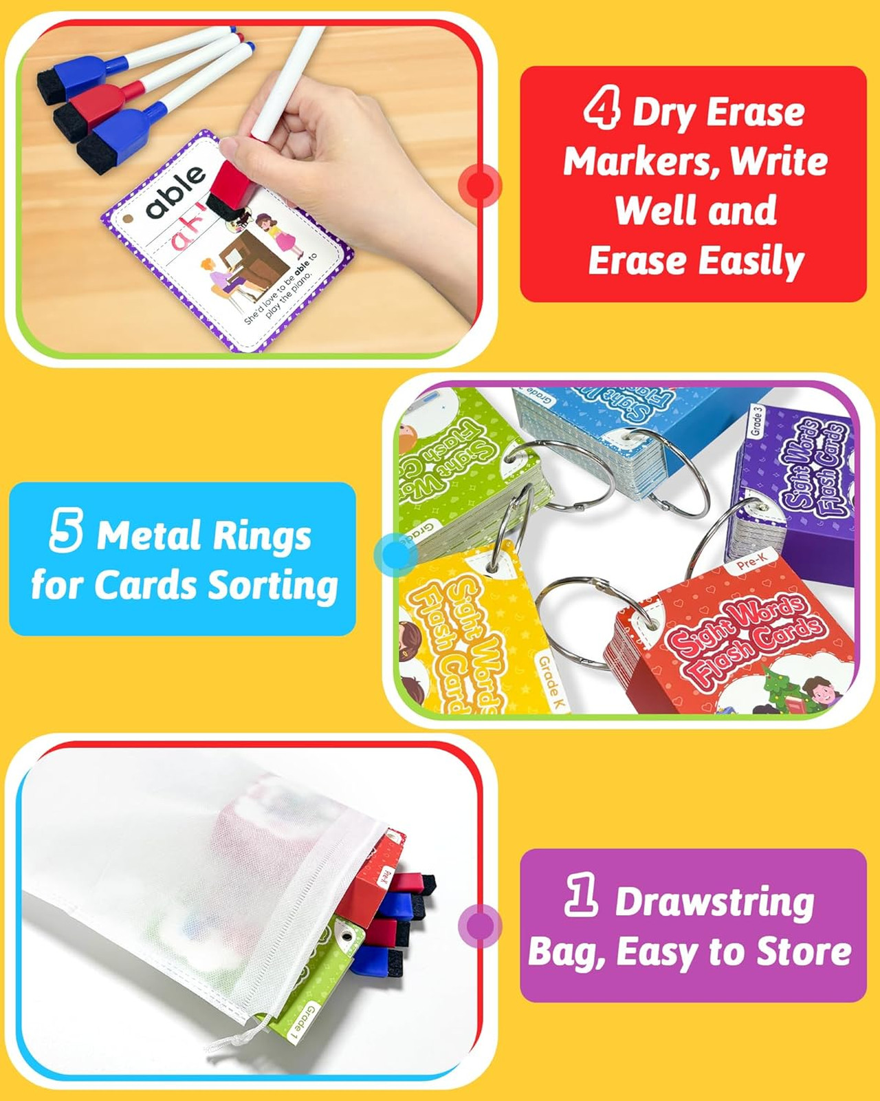 520 Sight Words Flash Cards Kindergarten Dolch Fry Sight Word Reading Writing