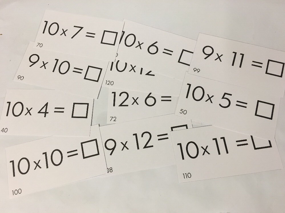 Multiplication Flash Cards 1-12 With Answers Complete 144 Cards Set