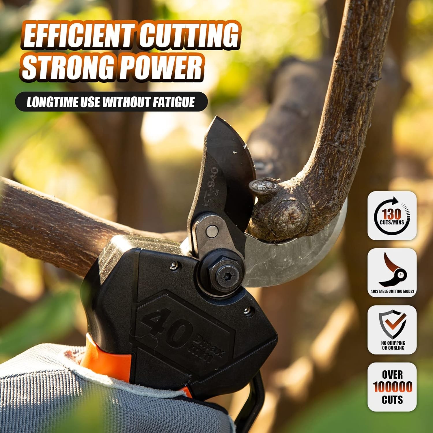 Cordless Electric Pruner 40mm Brushless Motor Battery Powered Cutter Tool