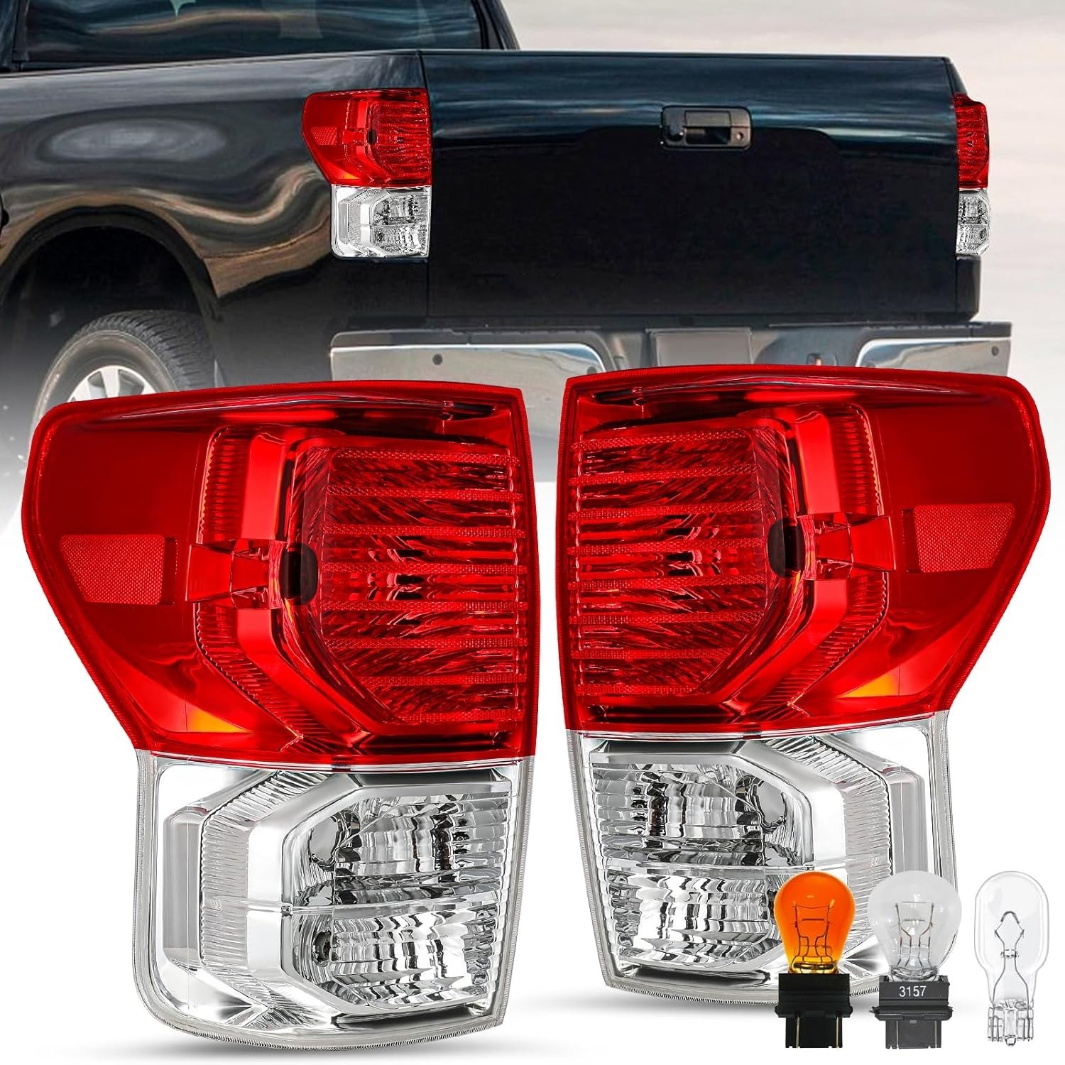 10-13 Toyota Tundra Tail Lights Assembly Pair Red Clear Housing Rear Brake Turn