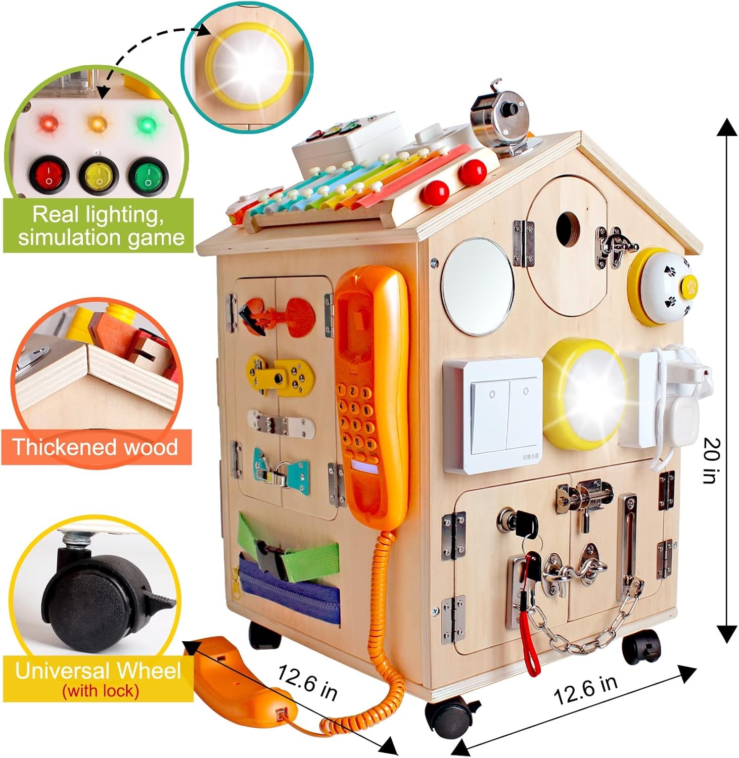 Montessori Wooden Busy House Sensory Board Gift for Children