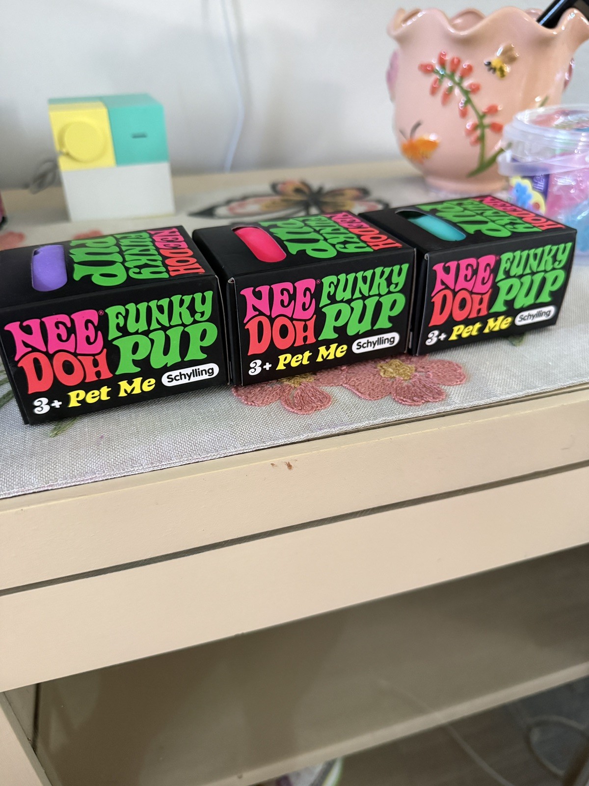 Schylling NeeDoh Funky Pup – Pink Purple BLUE Squishy NEW Authentic Nee Doh!