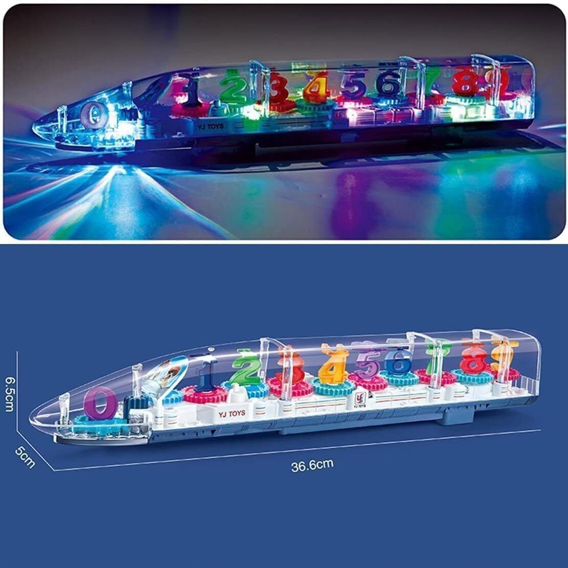 Transparent 3D Train 360 Degree Rotation Sound & Light Toy for 2-5 Years Kids