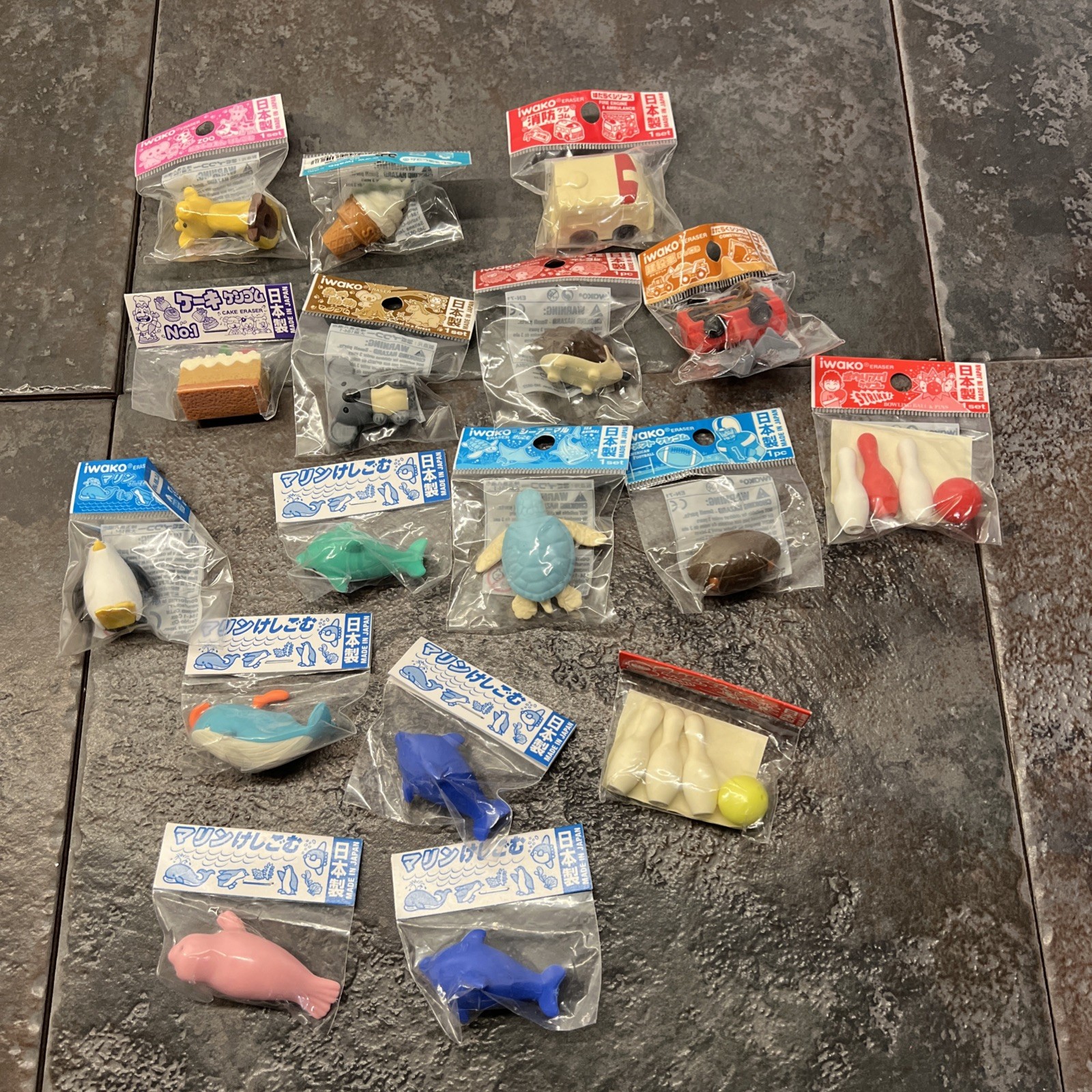 Iwako Japanese Eraser Assorted lot Animal Food Variety Erasers New Sealed